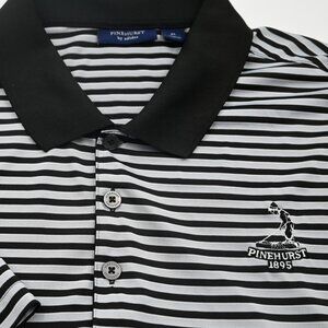 NEW Pinehurst 1895 by Adidas Putter Boy Black/Gray Stripe Wicking Polo Shirt XL